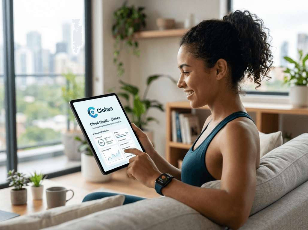 Woman using Clohea health app